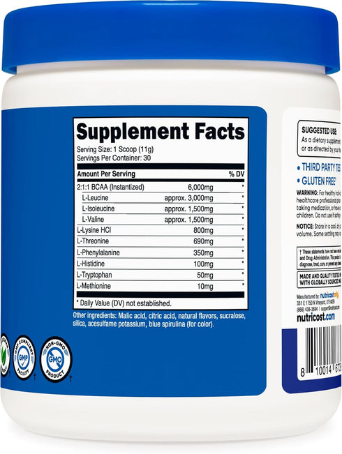 Nutricost EAA Powder, 30 Servings (Blue Raspberry) - Essential Amino Acids, Non-GMO, Gluten Free