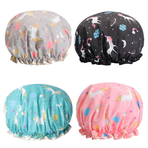 Unicorn Shower Caps, Double Layers Bath Hat for Women Girls to Cover Long and Thick Hair, Reusable Waterproof Bonnet 4