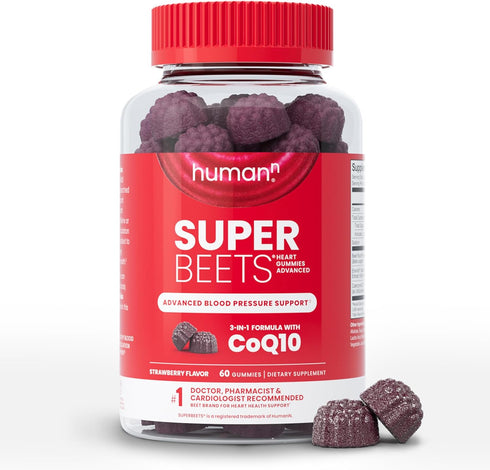 humanN SuperBeets Heart Gummies Advanced - 100mg of CoQ10 Plus Beetroot & Grape Seed Extract - 60 Count