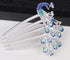 Wedding Bridal Headpiece Rhinestone Hair Comb, Women Peacock Hair Clip Side Comb Hair Accessory (Blue)