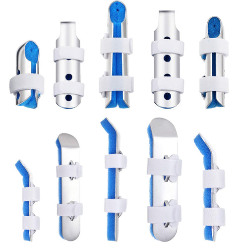 BBTO 10 Pieces Finger Splint, Metal Finger Support Knuckle Stabilizer with Soft Foam Interior, 3 Sizes.