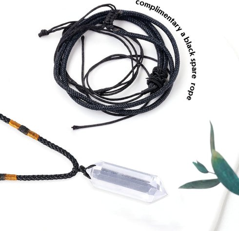 Runyangshi Clear Quartz Healing Crystal Pendants, Double Pointed Natural Crystal Quartz Necklace