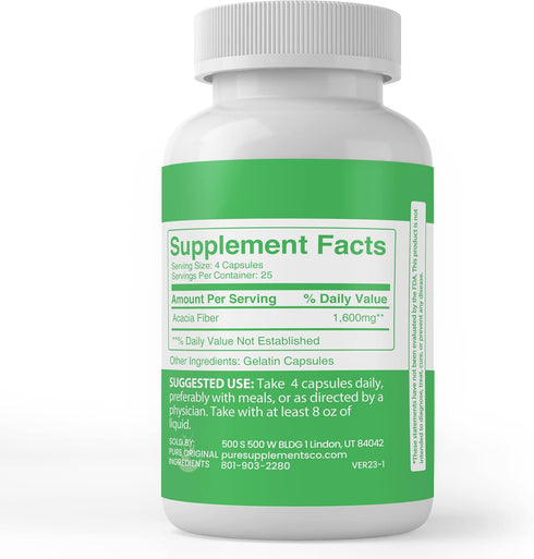 PURE ORIGINAL INGREDIENTS Prebiotic - 100 Capsules - Always Pure, No Additives or Fillers, Lab Verified
