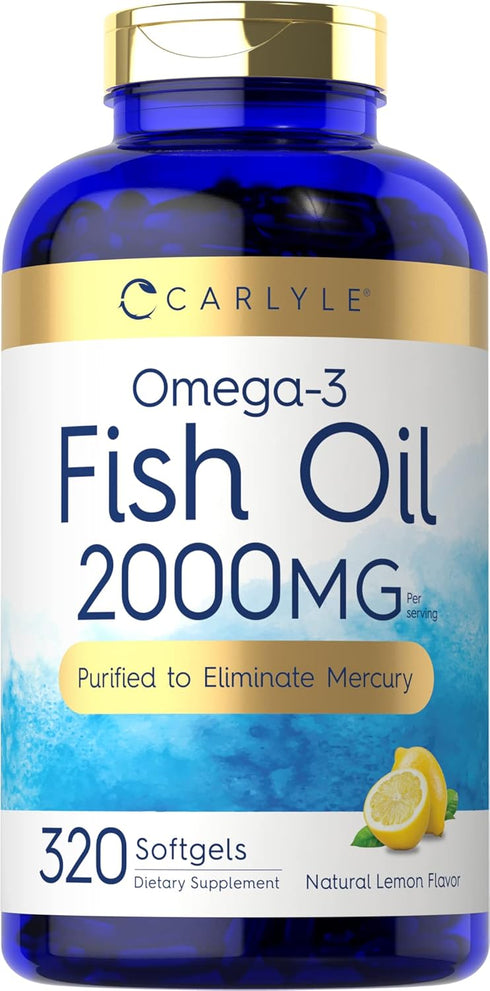 Carlyle Fish Oil Supplements, 2000mg, 320 Softgels - EPA & DHA, 600mg Total Omega-3, Non-GMO & Gluten Free