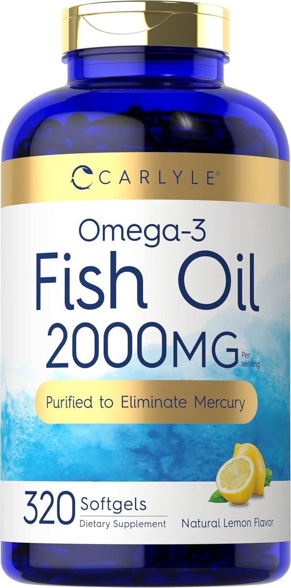 Carlyle Fish Oil Supplements, 2000mg, 320 Softgels - EPA & DHA, 600mg Total Omega-3, Non-GMO & Gluten Free