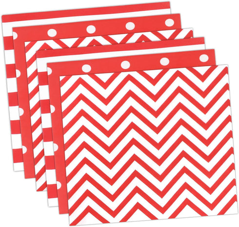 Disposable 2-ply Party Napkins, Striped Chevron Polka Dot Paper Napkins for Birthday, 60-Count, 13" x 13" Red