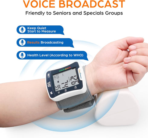Talking Blood Pressure Monitor, Blood Pressure Monitors for Home Use, Blood Pressure Machine with Voice Broadcast, Wrist Blood Pressure Cuff 5.3"-8.5"