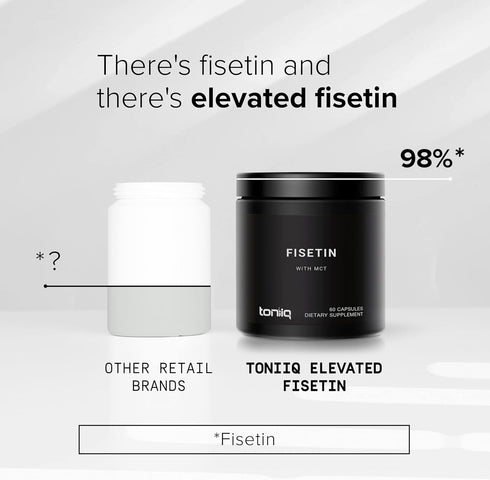 Toniiq Ultra High Purity Fisetin 500mg, 98%+ Bioavailable Fisetin Supplement with MCT Oil, 60 Capsules