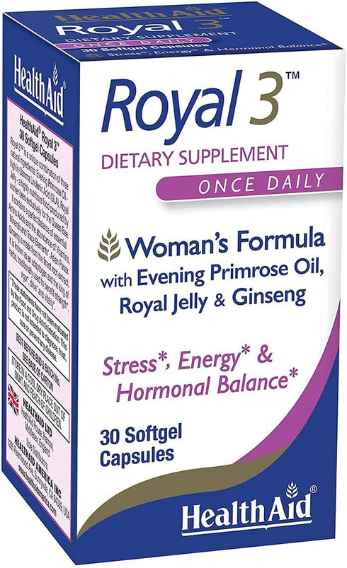 HealthAid Royal 3, with Evening Primrose Oil, Royal Jelly, Ginseng, Once Daily, 30