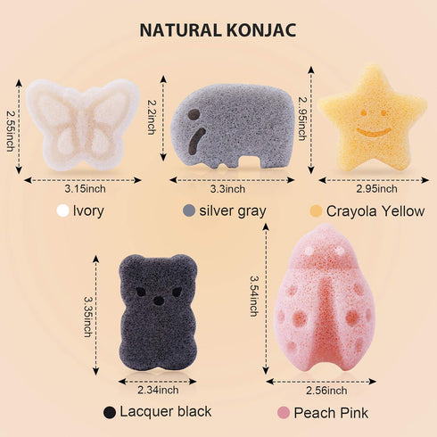 Konjac Baby Sponge for Bathing, Kids Bath Sponges for Infants, Toddler Bath Time, Safe Plant-Based Konjac Baby Bath