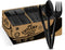 1000 Pcs Black Plastic Utensils Set, Disposable Forks, Spoons, Knives for 25 Guests, Packaging May Vary