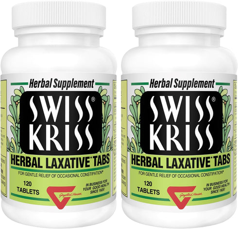 Swiss Kriss Herbal Laxative Tablets, Gentle & Natural for Constipation Relief, Pack of 2-240 Tablets