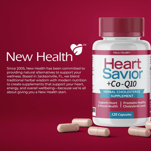 Mountain Health CoQ10, 7-Ingredient (120 HeartSavior Natural Cholesterol Support Supplement with Red Yeast Rice, Plant