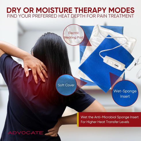 Settings Advocate Moist & Dry Heat Pad with Flexible & Soft Cover, Controllable Level High, Medium, Low & Warm