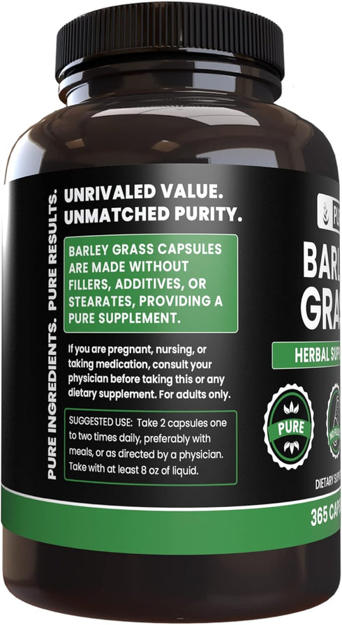 Pure Original Ingredients Barley Grass, 365 Capsules, No Magnesium or Rice Fillers, Always Pure