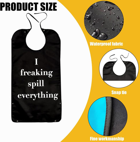 jiuminard Adult Bibs Large Reusable Dining Clothing Protectors Washable Waterproof for Men Women Funny Bibs for Elderly