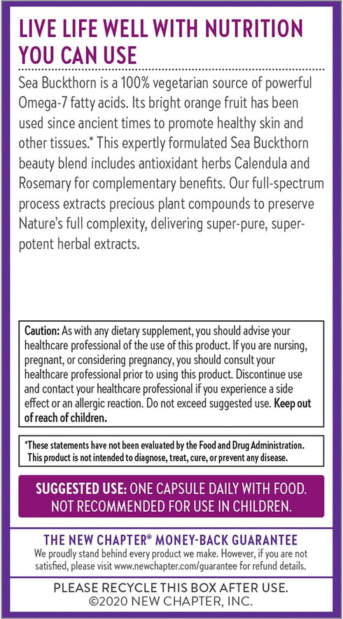 New Chapter Supercritical Omega 7 with Sea Buckthorn, Plant Sourced Fatty Acids, 60 Vegetarian Capsules