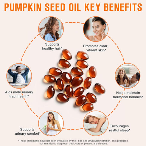 WHLH & WELL-BEING 1000mg 300 Count Pumpkin Seed Oil Capsules, Pumpkin Seed Oil for Hair Growth, Per Serving