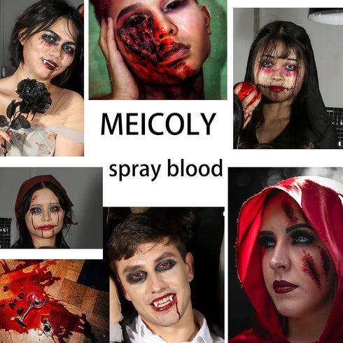 MEICOLY 2 Packs Blood Splatter Fake Blood Spray, 2.1oz Halloween Liquid for Zombie, Vampire SFX Makeup