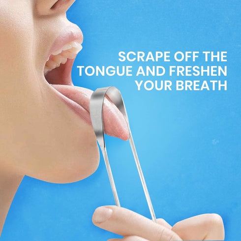 HOKIN Tongue Scraper for Adults, 2Pcs Oral Care Pack, Stainless Steel Cleaners, Reduce Bad Breath
