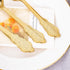 WDF 100 Piece Gold Plastic Spoons, 6.93 Inch Heavy Duty Disposable Silverware for Dessert Cake, Party or Daily Use