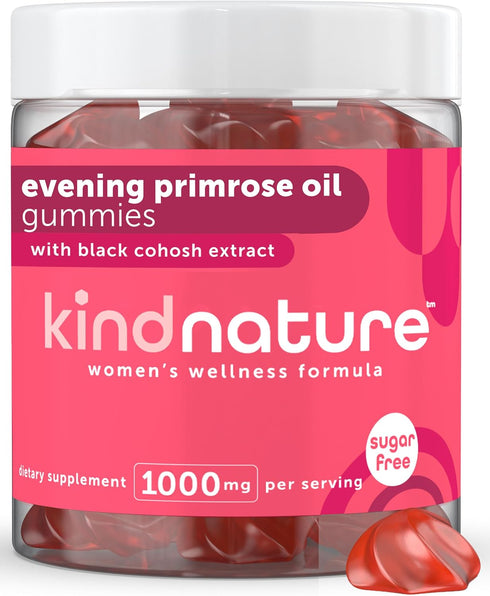 Kind Nature Evening Primrose Oil Gummies - Natural PMS Support for Women, 1000mg per Serving, with Black Cohosh