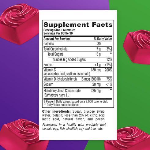 Vitafusion Elderberry Gummy Vitamins, Chewables, 90 Count