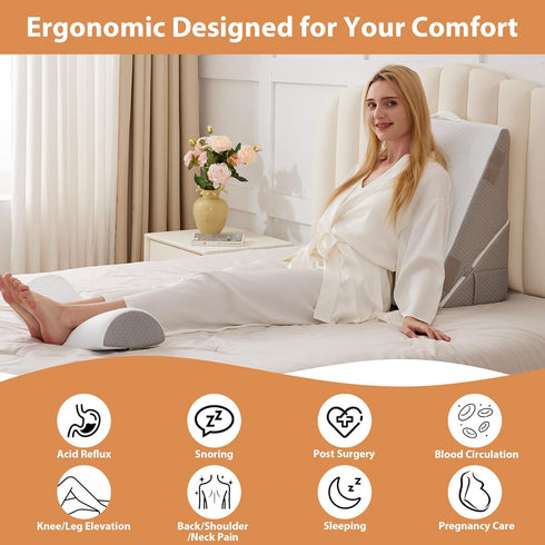 Set 9&12inch BIEEZZK Wedge Pillow for After Surgery, Wedge Pillow for Acid Reflux, Bed Wedge Pillow with Adjustable