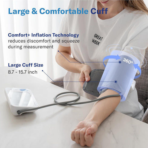 Alcedo Bluetooth Blood Pressure Monitor, Smart BP Machine with Wide Range Cuff, App-Enabled, Large Backlit Screen