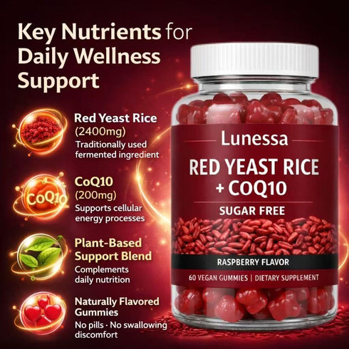 SUBMETIC 2400mg, CoQ10 200mg, 60 Gummies (1) Lunessa Red Yeast Rice, with Red Yeast Rice Restores Body Vitality
