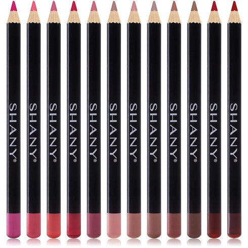 SHANY Dreamy Dozen Matte Lip Liner Set, Vegan Long-Lasting Professional Velvet Pencils, Pack of 12