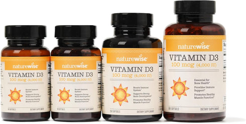 NatureWise Vitamin D3 4000iu (100 mcg) for Healthy Muscle Function & Immune Support, Non-GMO, Gluten Free, 200 Count