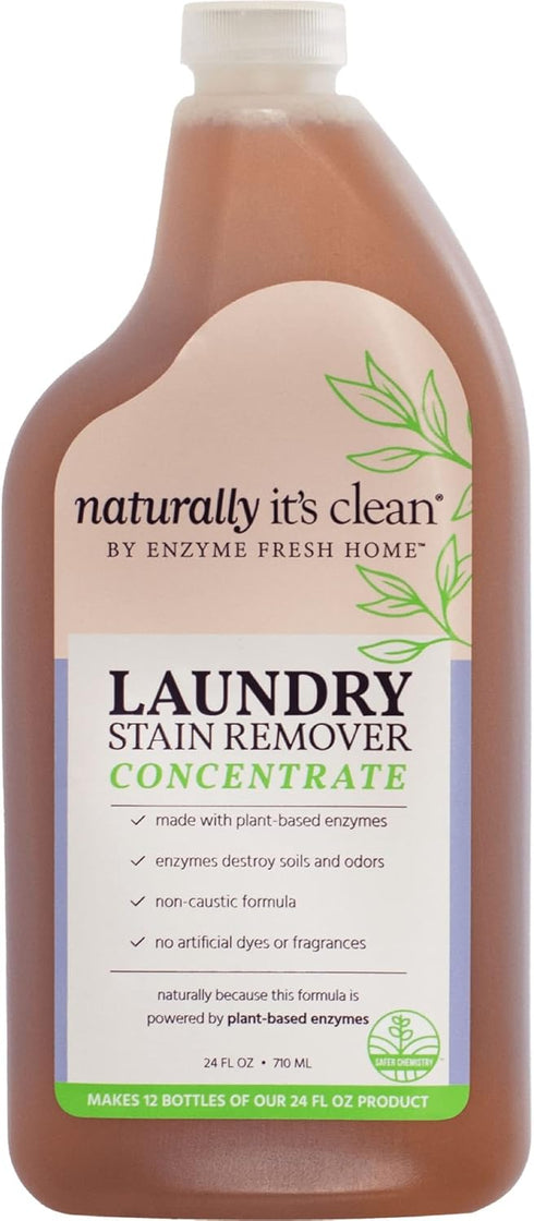 Naturally It's Clean Enzymatic Laundry Stain Remover & Odor Eliminator, 24oz Concentrate
