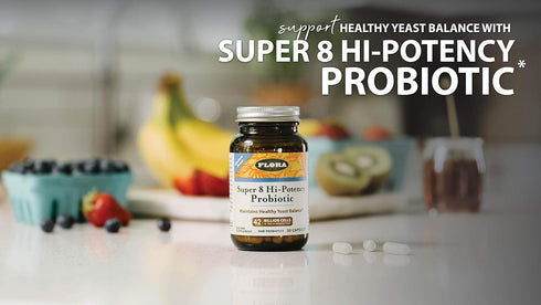 Flora Super 8 Hi Potency Probiotics - 30 Count - 42 Billion CFU, Raw, Gluten Free - Healthy Yeast Balance & Digestive
