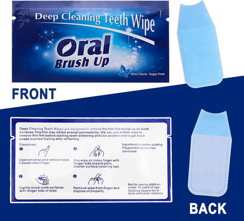 Mint-Flavored Oral Finger Wipes, Teeth Whitening Wipes, Oral Cleaning Wipe (Dark Blue, 60 Pcs)