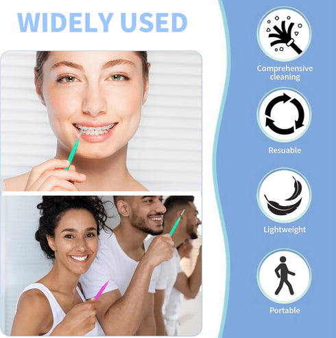 Interdental Brush Set, 100Pcs Soft Braces Brushes, 40Pcs Tooth Flossing Heads, 60pcs Disposable Flossers