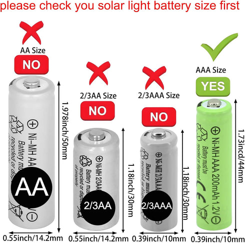 Yibatopow 16 Packs AAA200mAh 1.2v Rechargeable Batteries,Triple A NiMH Precharged Solar Batteries for Outdoor Solar