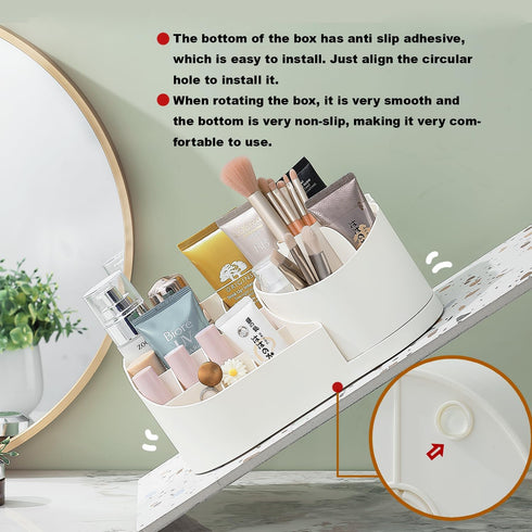 Makeup Organizer Countertop with Rotating Brush Holder, Multifunctional Storage for Vanity, Bathroom, Dresser