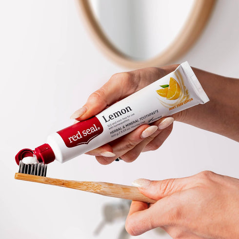 Red Seal Herbal & Mineral Fluoride Free Lemon Toothpaste, Mint Free, Vegan Friendly, 3.53 oz