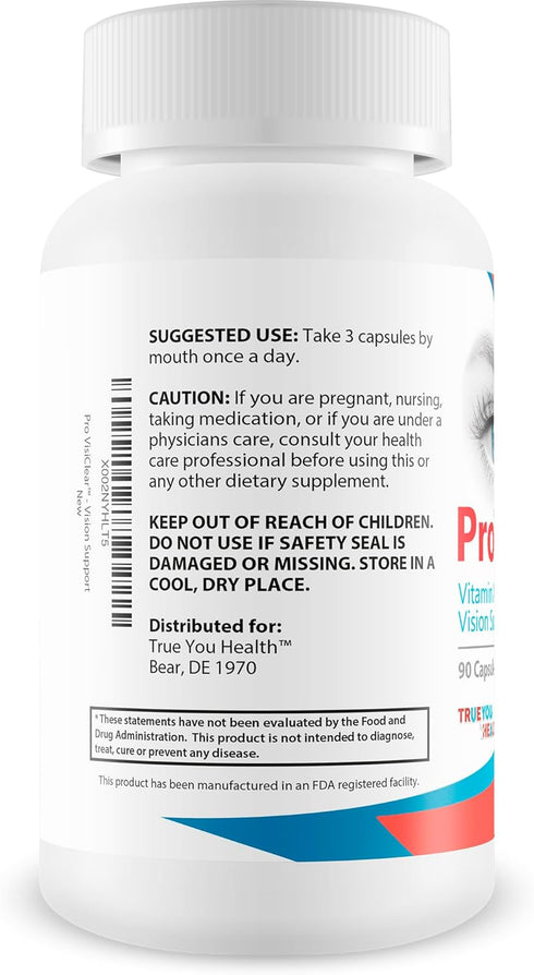 Pro VisiClear for Eyes - Vitamin A Enriched Vision Support, Natural Antioxidant Pill Enhanced with Premium Ingredients