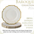 SILVER SPOONS Elegant Disposable Plates - (10 pc) Heavy Duty Salad Plates 8.25”, Fine Dining Plastic Dishes, Ivory/Gold