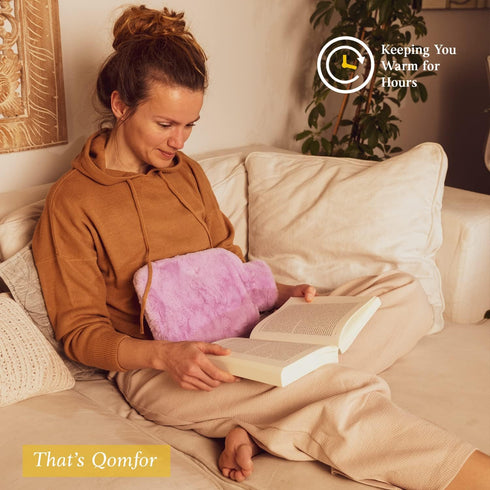 Hot Water Bottle with Soft Cover - 1.8L Large Classic Hot Water Bag for Pain Relief, Menstrual Cramps, Hot Therapy