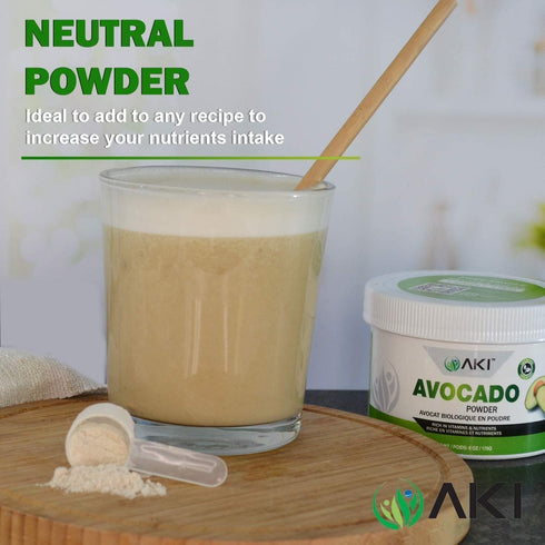 AKI Avocado Superfood Powder (6oz/170g), Rich in Nutrients, Ideal for Smoothies, Yogurt, or Milkshake Popsicles