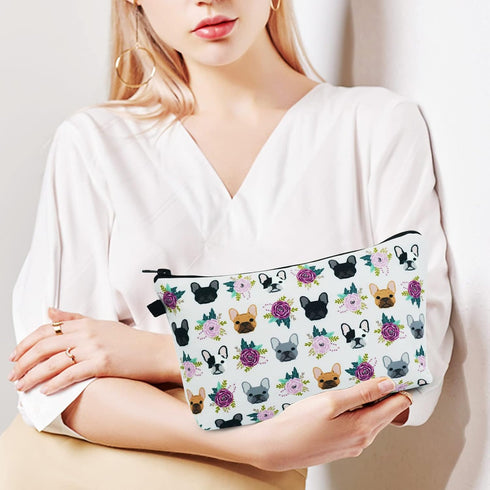 Small French Bulldog Purple Makeup Bag for Women, Travel Toiletry Bag, Accessories Organizer, Gift Idea