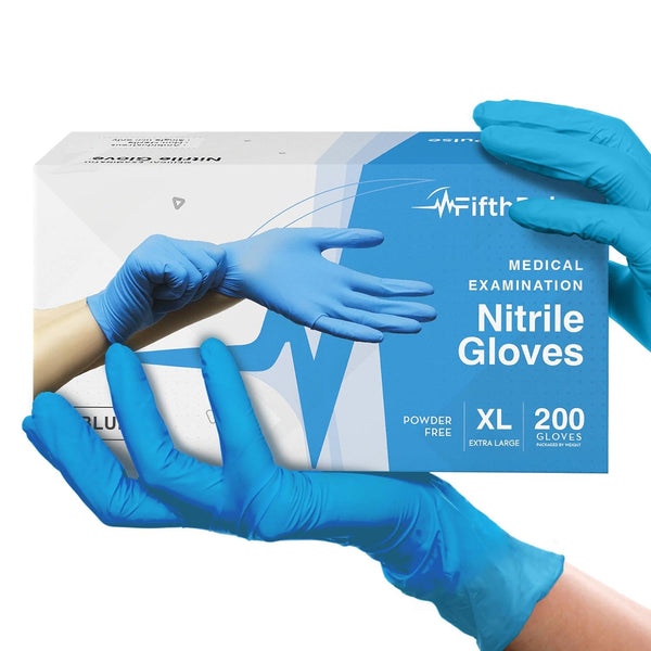 Blue Nitrile Disposable Gloves X Large, 200 Count - Latex Free Medical Gloves, Dental and Surgical Grade