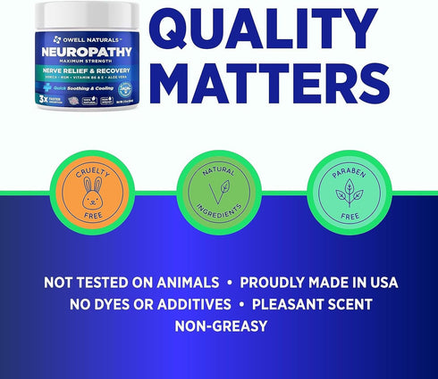 OWELL NATURALS Neuropathy Cream Extra Strength Nerve Relief for Foot, Hands, Legs, Toes with Arnica, Aloe Vera