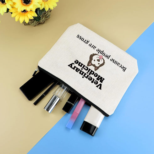 Veterinarian Appreciation Gifts | Vet Tech Cosmetic Bag with Funny Sarcasm for Veterinary Medicine