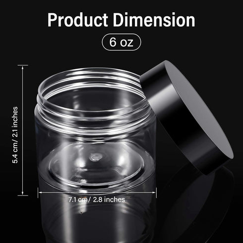 Patelai 4 Pieces Round Leak Proof Plastic Container Jars with Lids, 6 Ounce for Travel Storage Makeup, Black