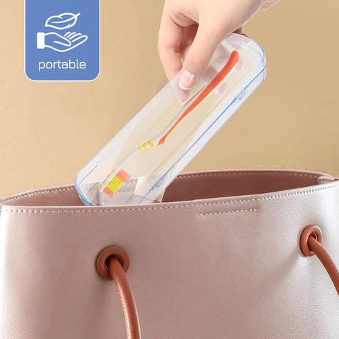 Cabilock Large Case Organizer Toothpaste Blue, Portable Storage Plastic Case Holder for Camping Toothbrush