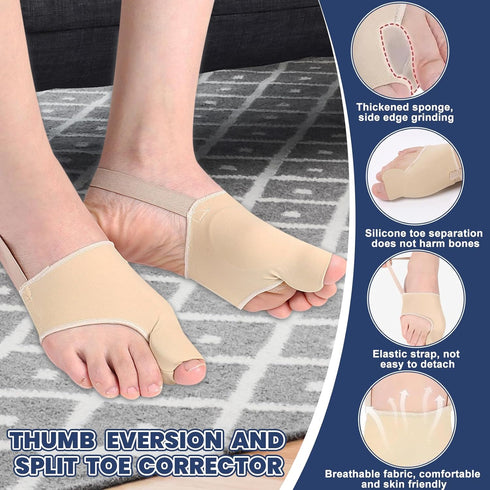 tongtonglovely Professional Bunion Corrector, Orthopedic Toe Separator, Beige, Elastic Fabric, Adjustable Fit, Pain